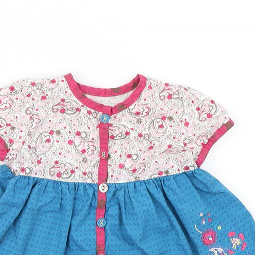 mamas & papas Girls Blue Floral  Skater Dress  Size 3-6 Months