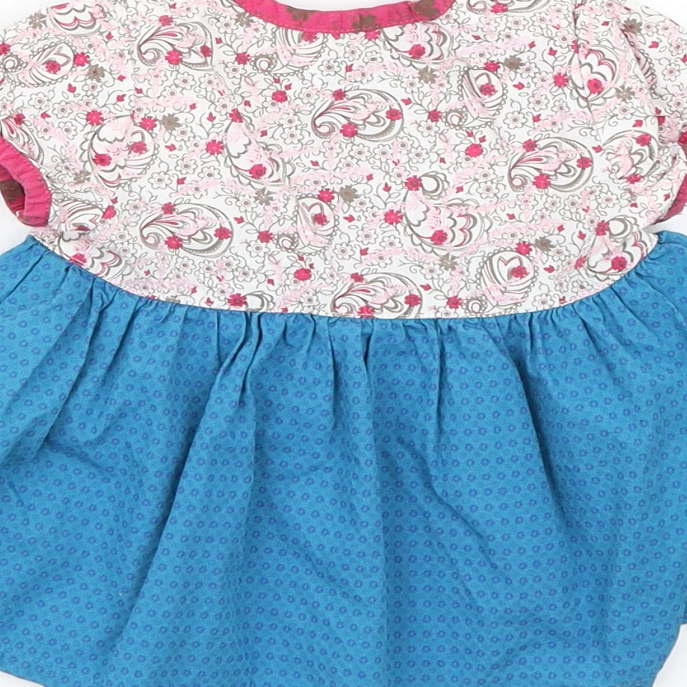 mamas & papas Girls Blue Floral  Skater Dress  Size 3-6 Months