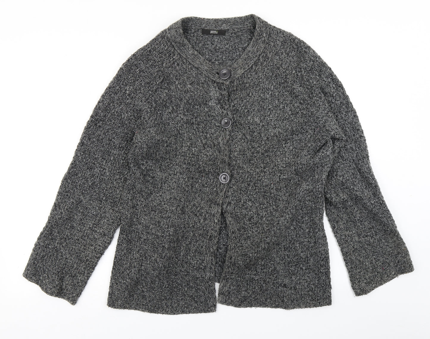 Marks & Spencer Womens Grey  Knit Cardigan Jumper Size 14