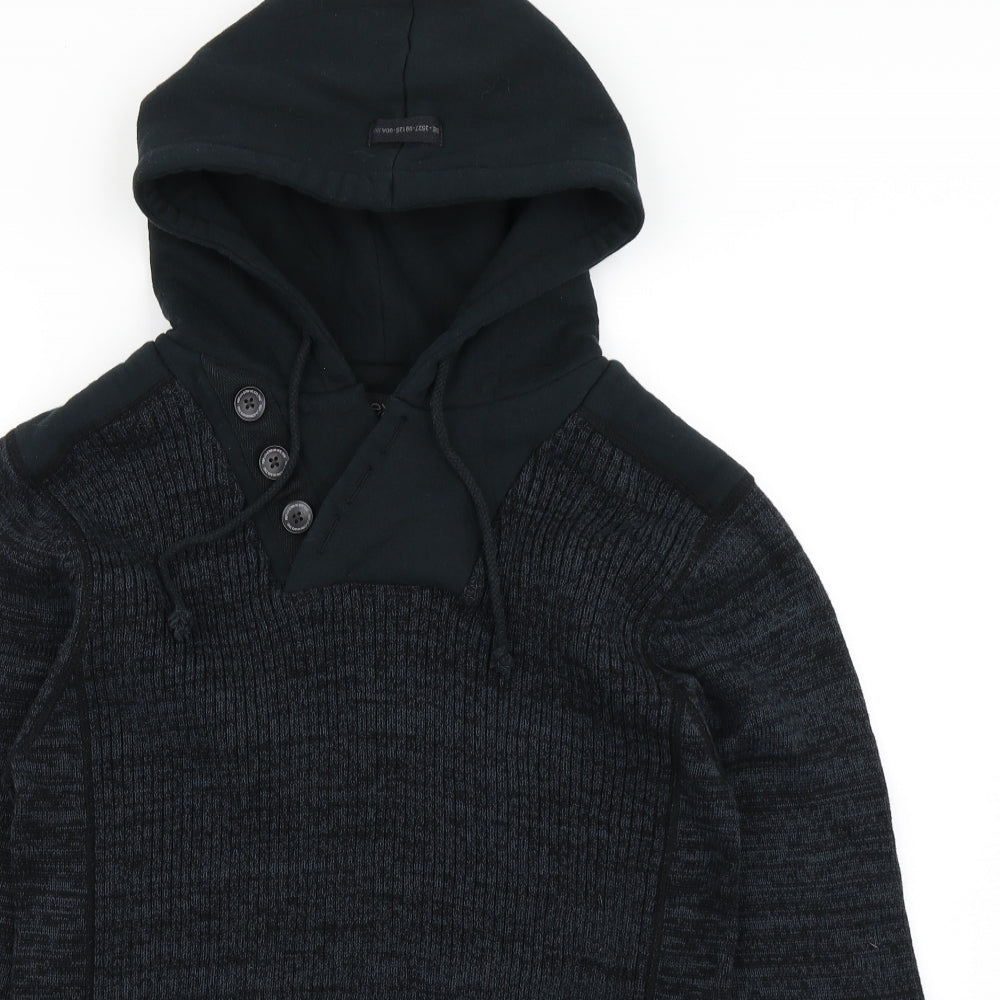 Nect Mens Blue  Knit Pullover Hoodie Size L