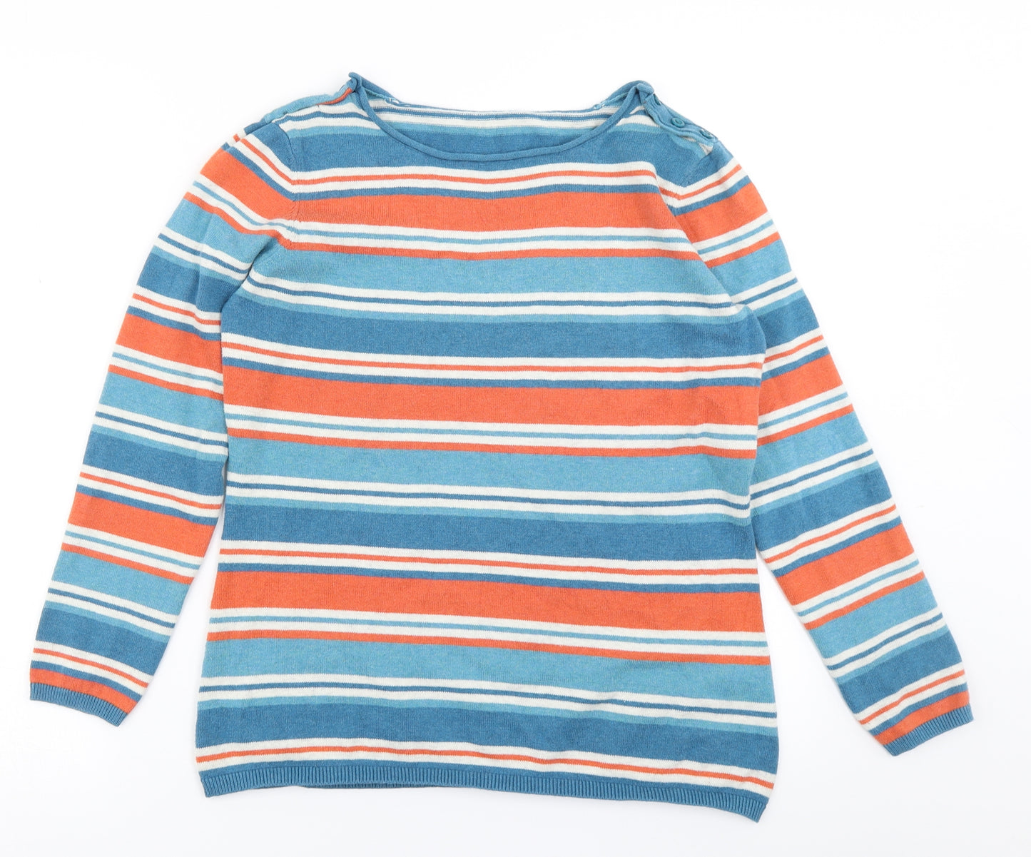 Seasalt Womens Blue Striped Knit Pullover Jumper Size 14