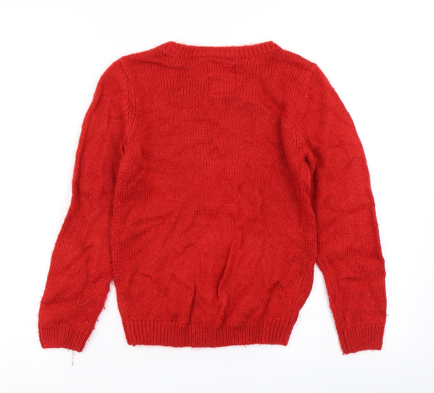 TU Girls Red  Knit Pullover Jumper Size 9 Years  - Christmas jumper