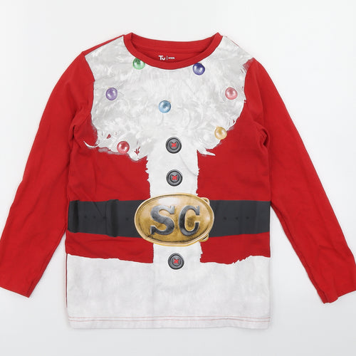 TU Boys Red   Basic T-Shirt Size 8 Years  - Christmas jumper