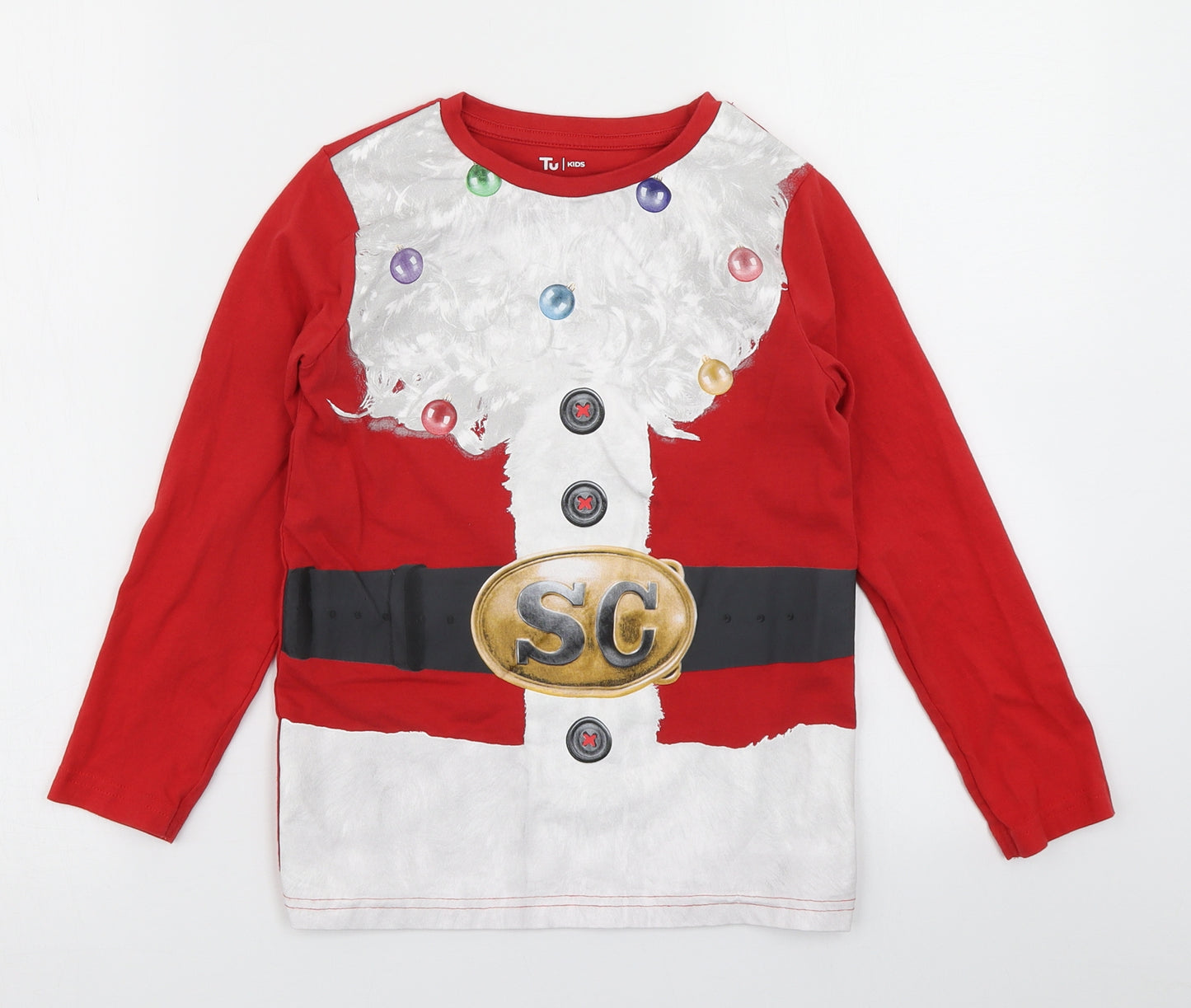 TU Boys Red   Basic T-Shirt Size 8 Years  - Christmas jumper