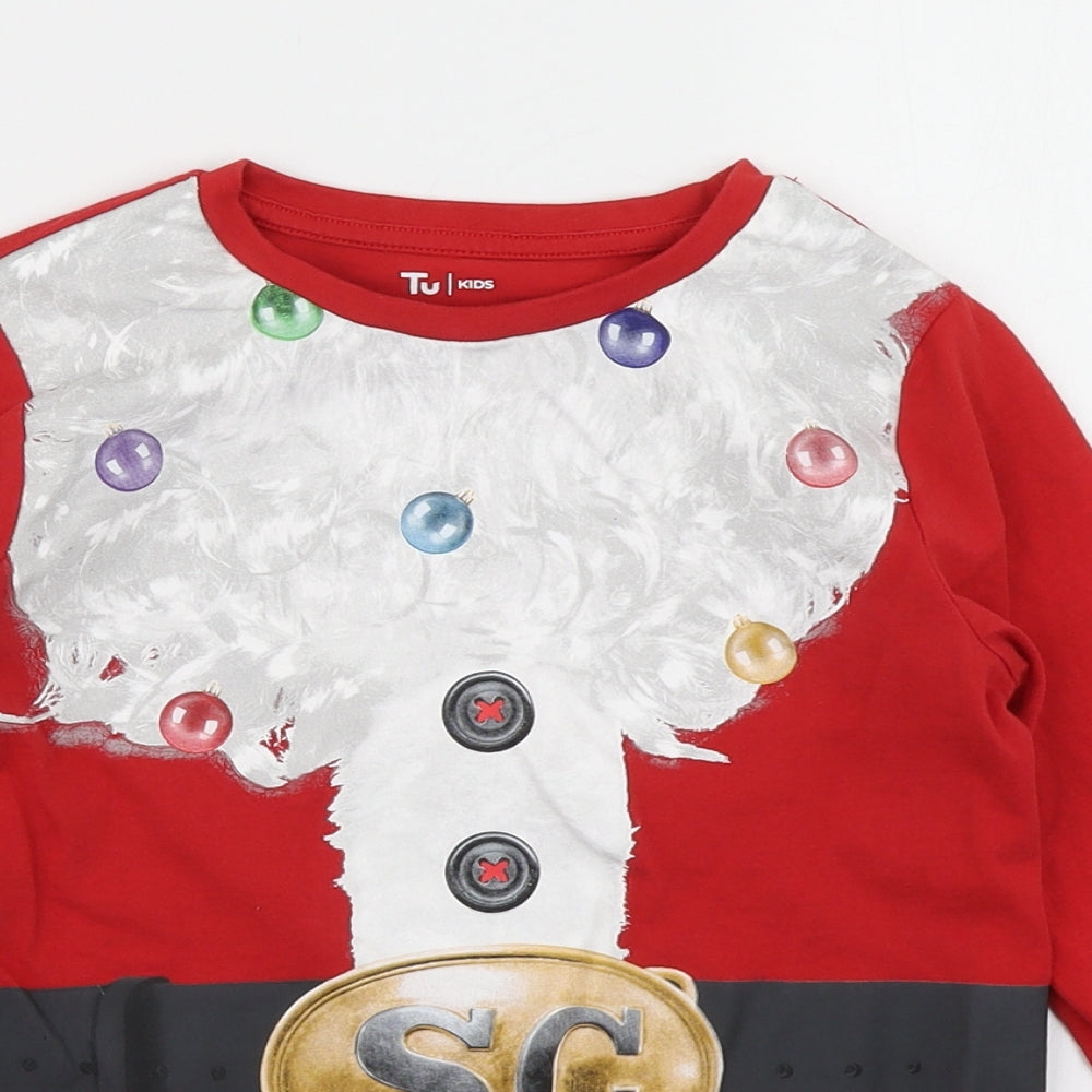 TU Boys Red   Basic T-Shirt Size 8 Years  - Christmas jumper