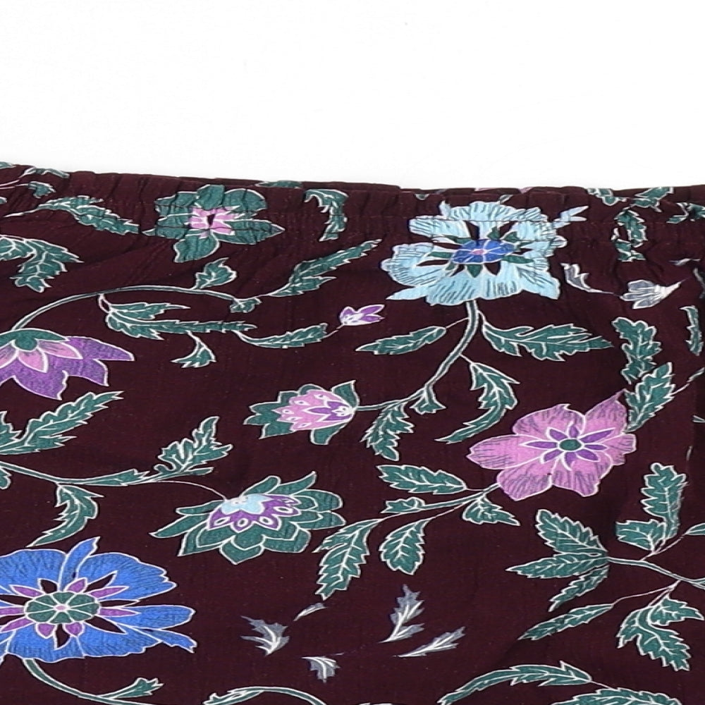 Diffuse Womens Purple Floral  Cropped Blouse Size 10