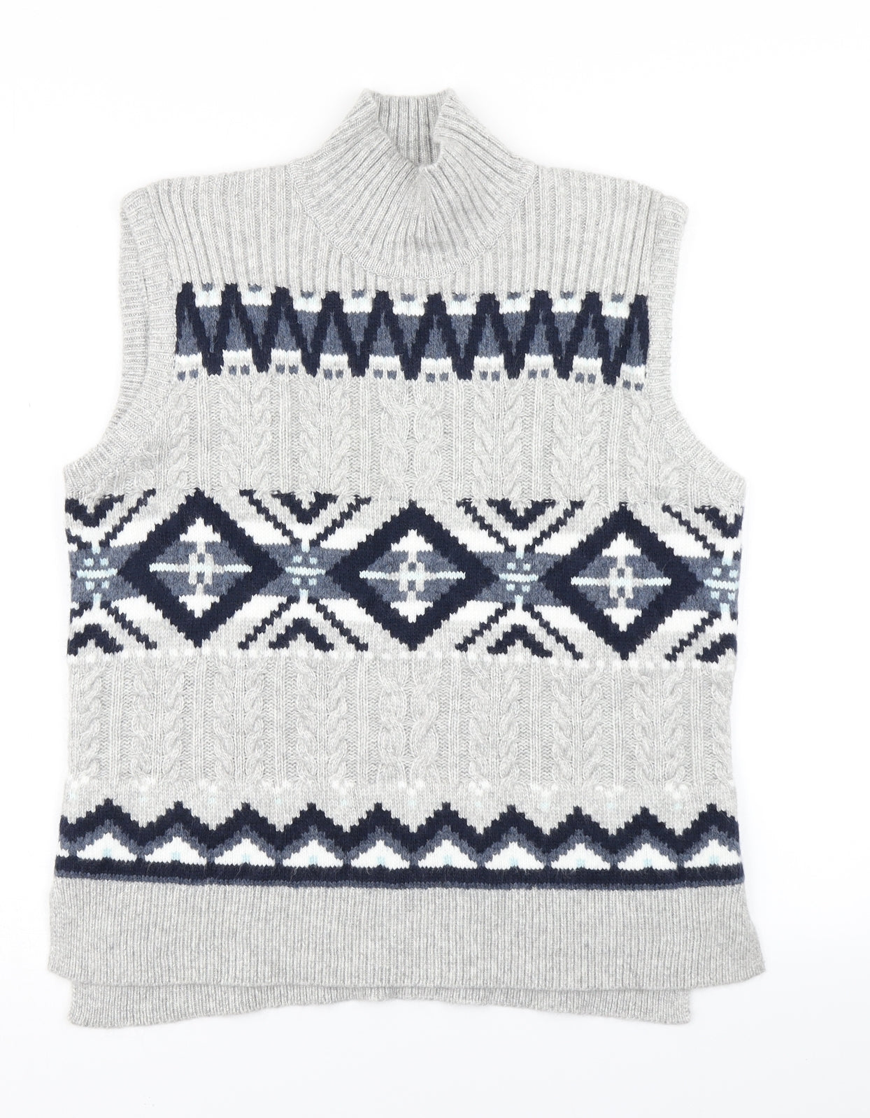 M&S collection Mens Grey Fair Isle Knit Vest Jumper Size M