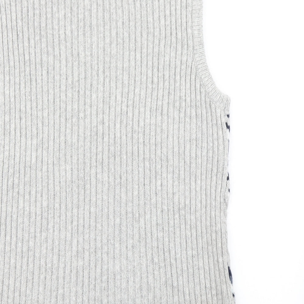 M&S collection Mens Grey Fair Isle Knit Vest Jumper Size M