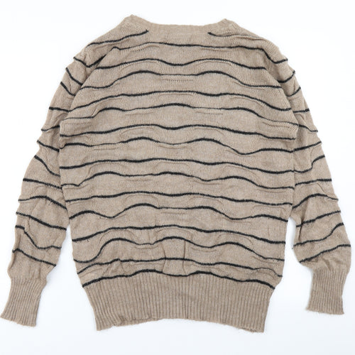 Limited Collection Womens Brown Striped Knit Pullover Jumper Size M