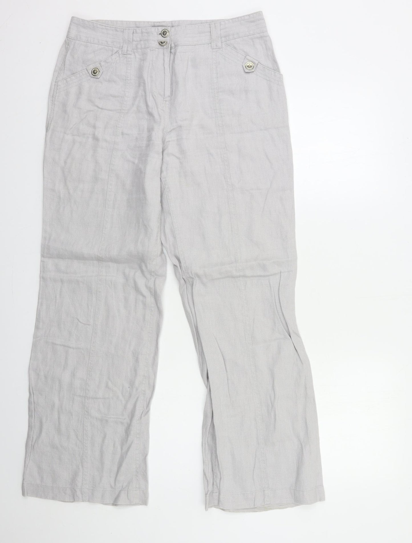 Per Una Womens Grey   Trousers  Size 12 L29 in