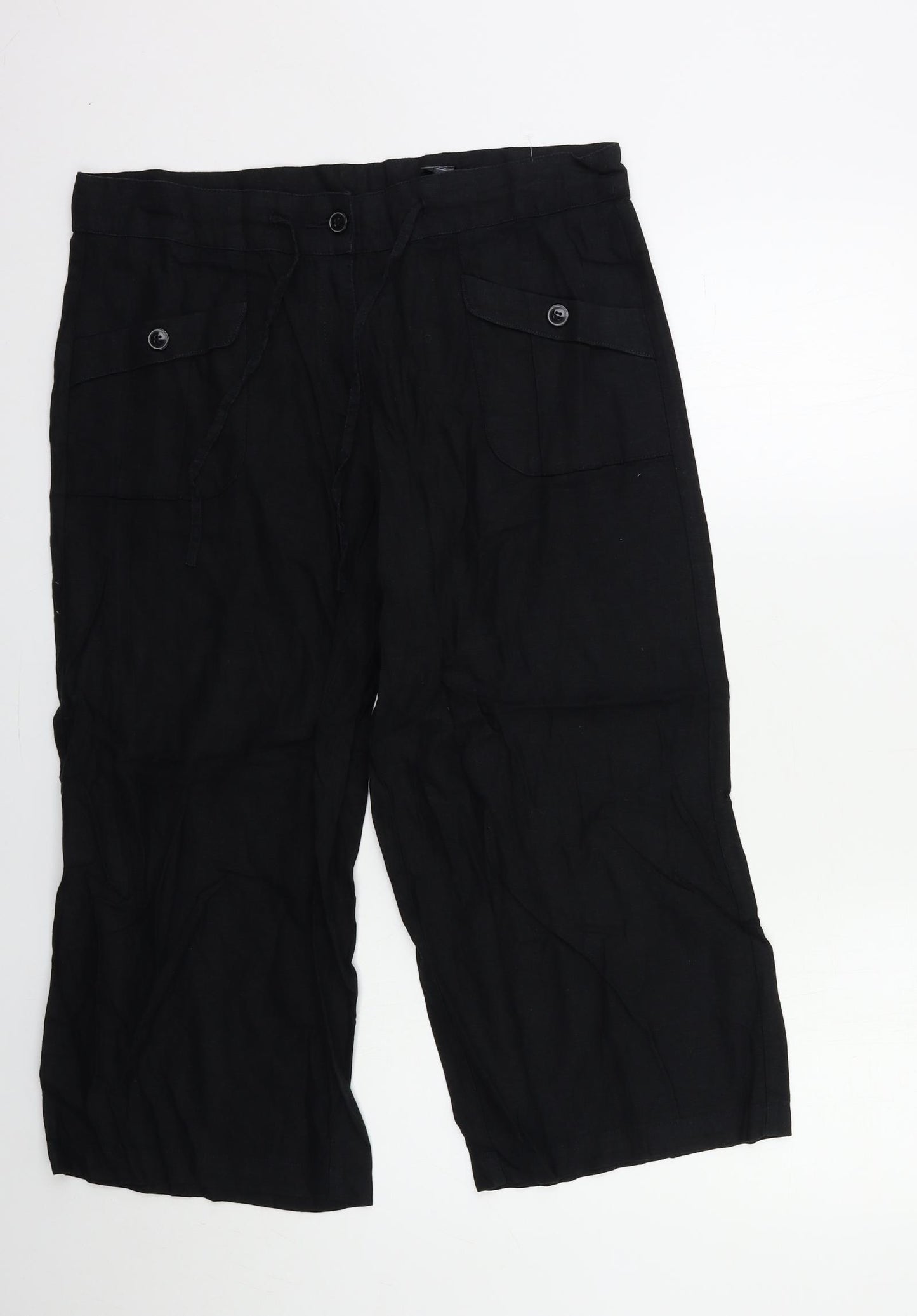 NEXT Womens Black   Cropped Trousers Size 14 L23 in