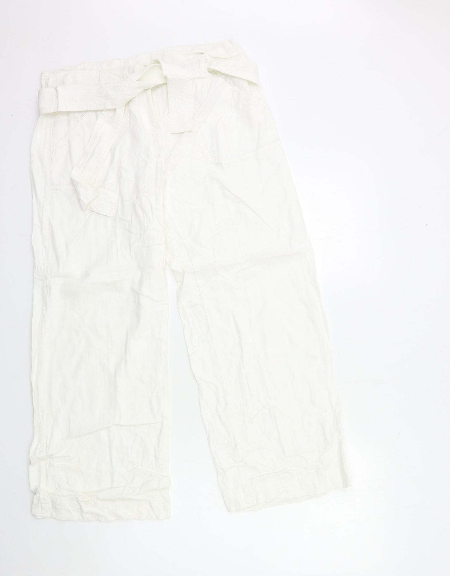 Marks and Spencer Womens White   Cropped Trousers Size 14 L26 in