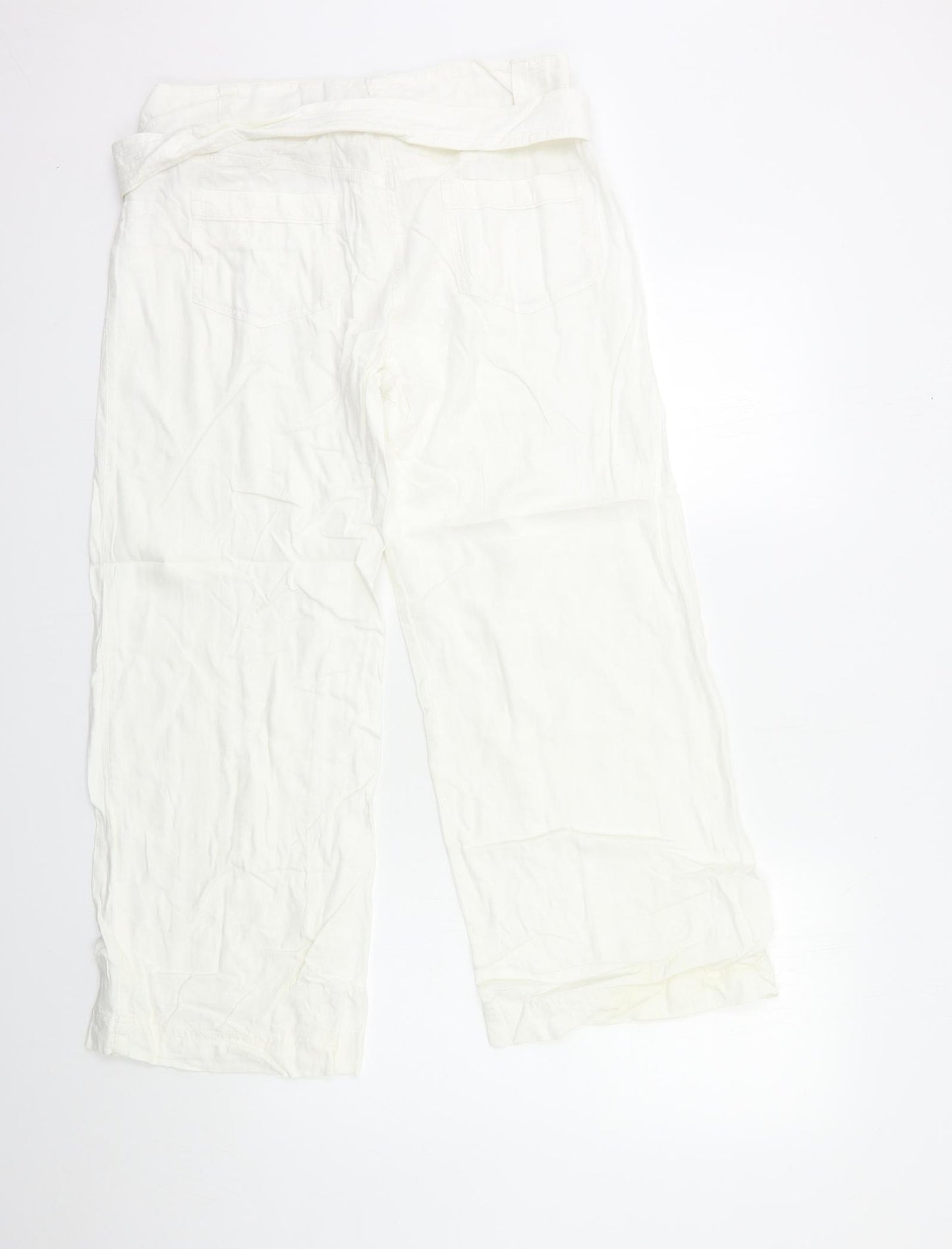 Marks and Spencer Womens White   Cropped Trousers Size 14 L26 in