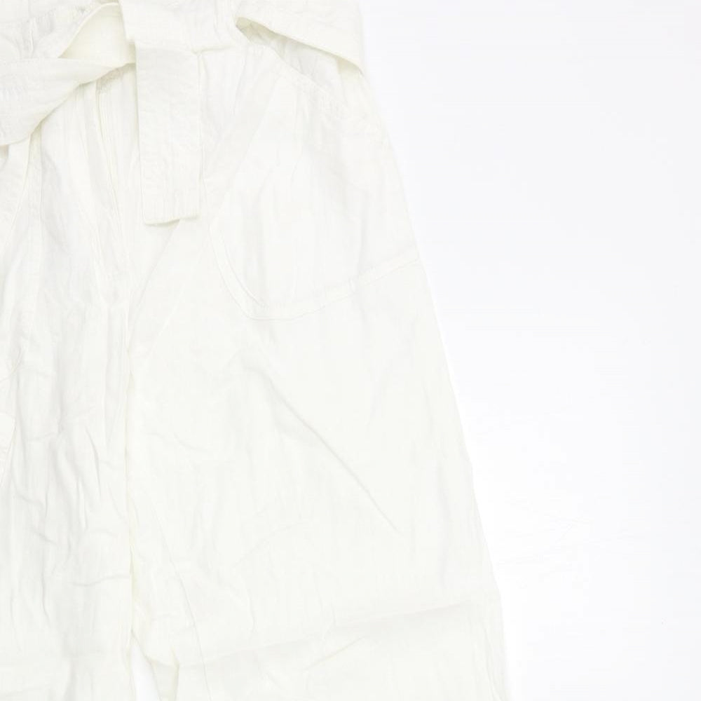 Marks and Spencer Womens White   Cropped Trousers Size 14 L26 in