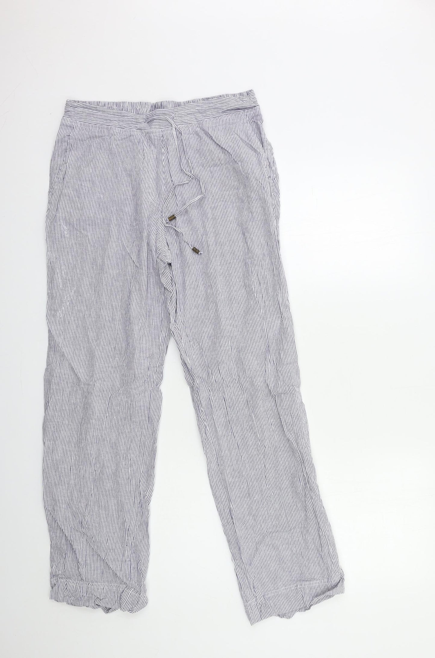 BEING CASUAL Womens Blue Striped  Trousers  Size 12 L29 in