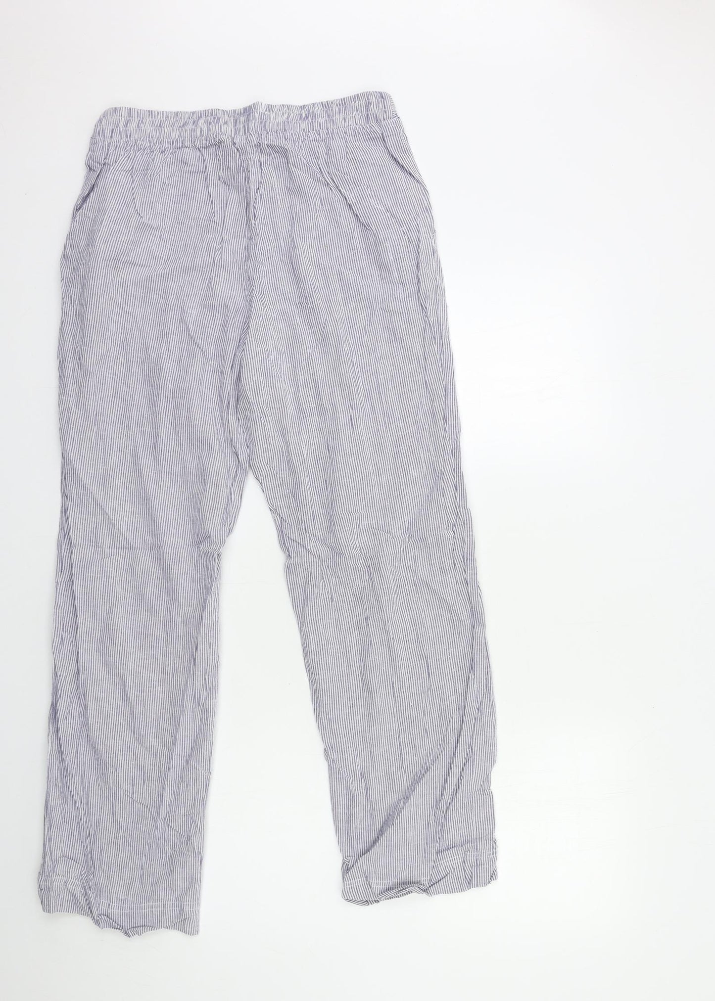 BEING CASUAL Womens Blue Striped  Trousers  Size 12 L29 in