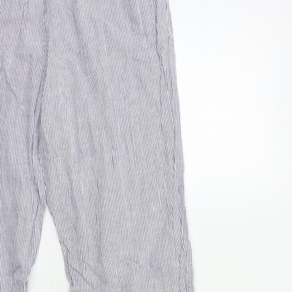 BEING CASUAL Womens Blue Striped  Trousers  Size 12 L29 in