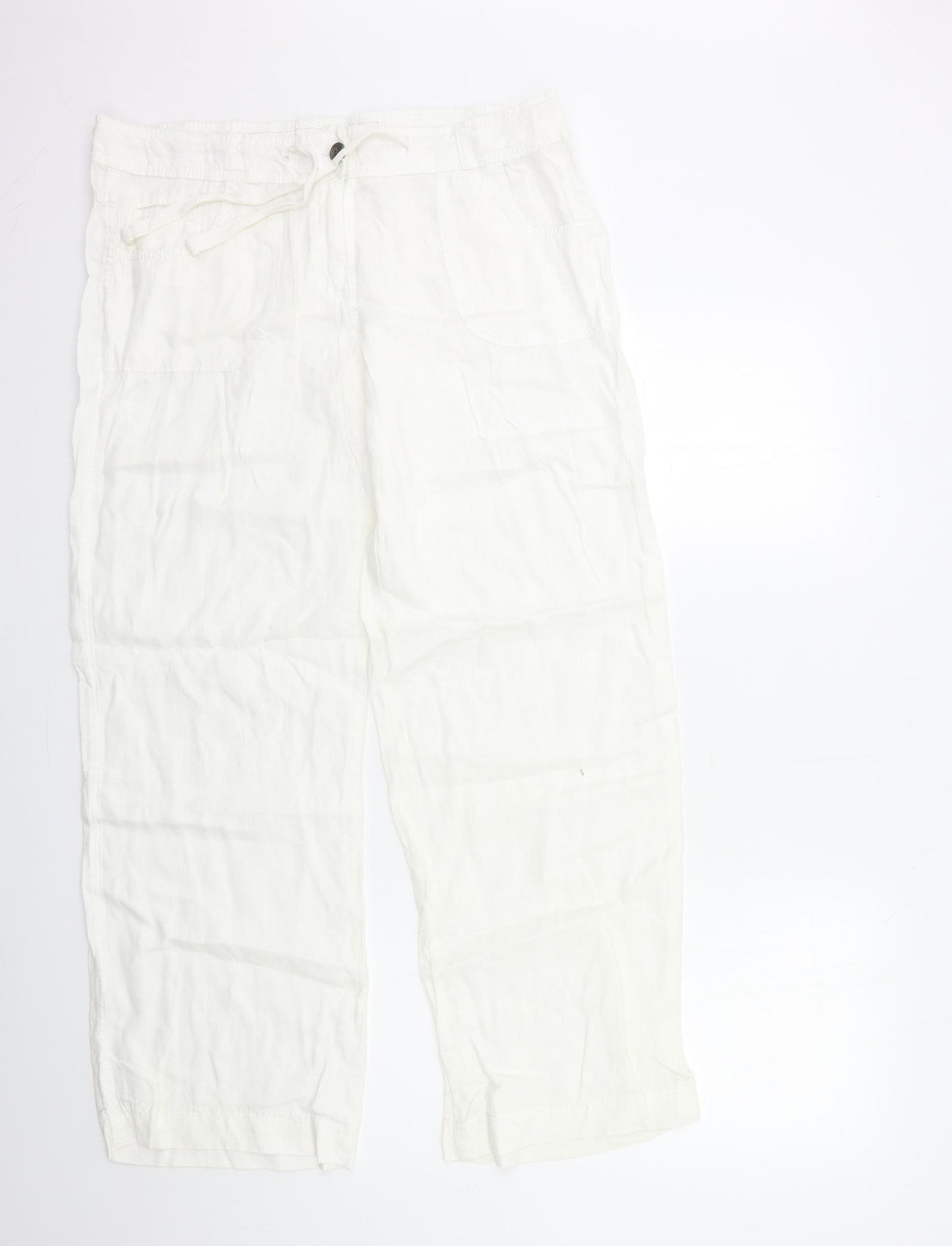 Denim & Co. Womens White   Trousers  Size 12 L30 in