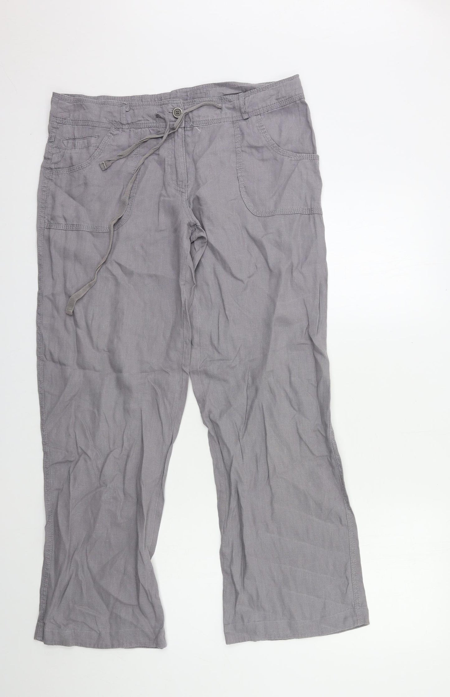 Denim & Co. Womens Grey   Trousers  Size 12 L30 in