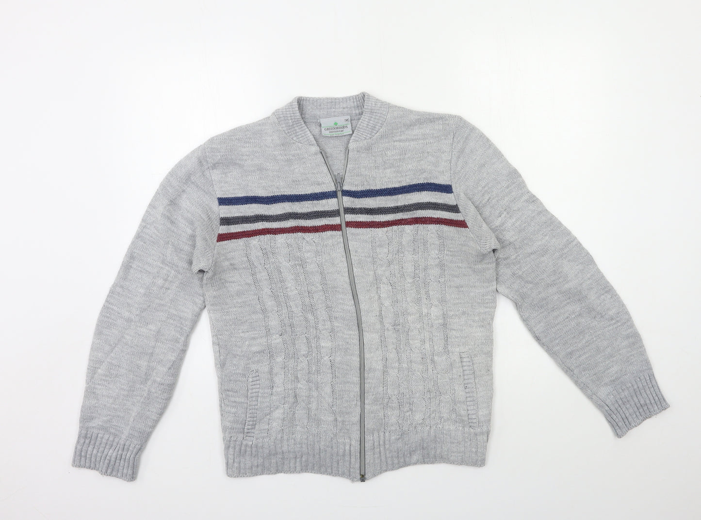greenwoods Mens Grey  Knit Cardigan Jumper Size M