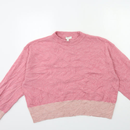 H&M Womens Pink  Knit Pullover Sweatshirt Size M