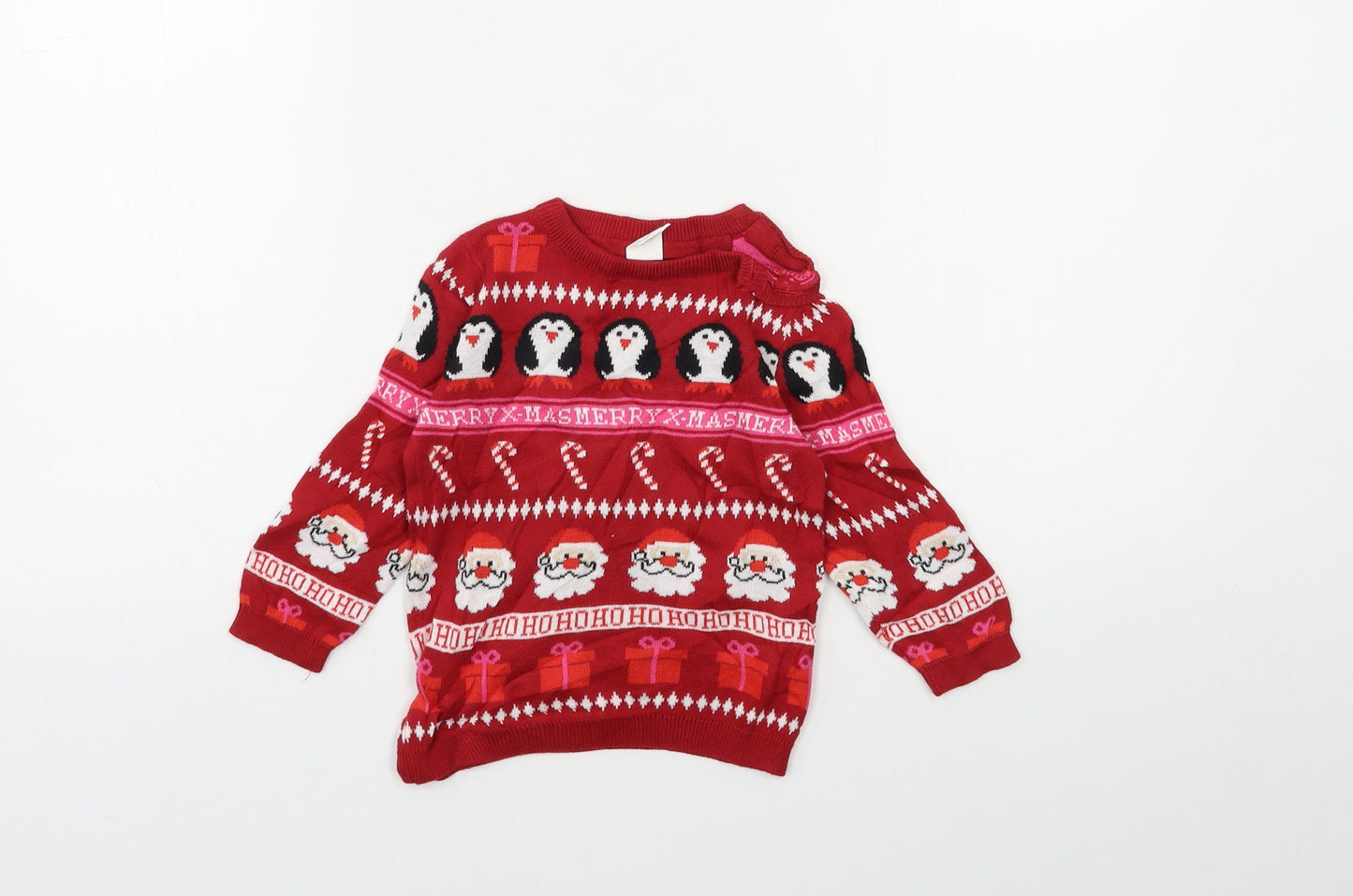 H&M Baby Red Striped  Pullover Jumper Size 9-12 Months  - christmas