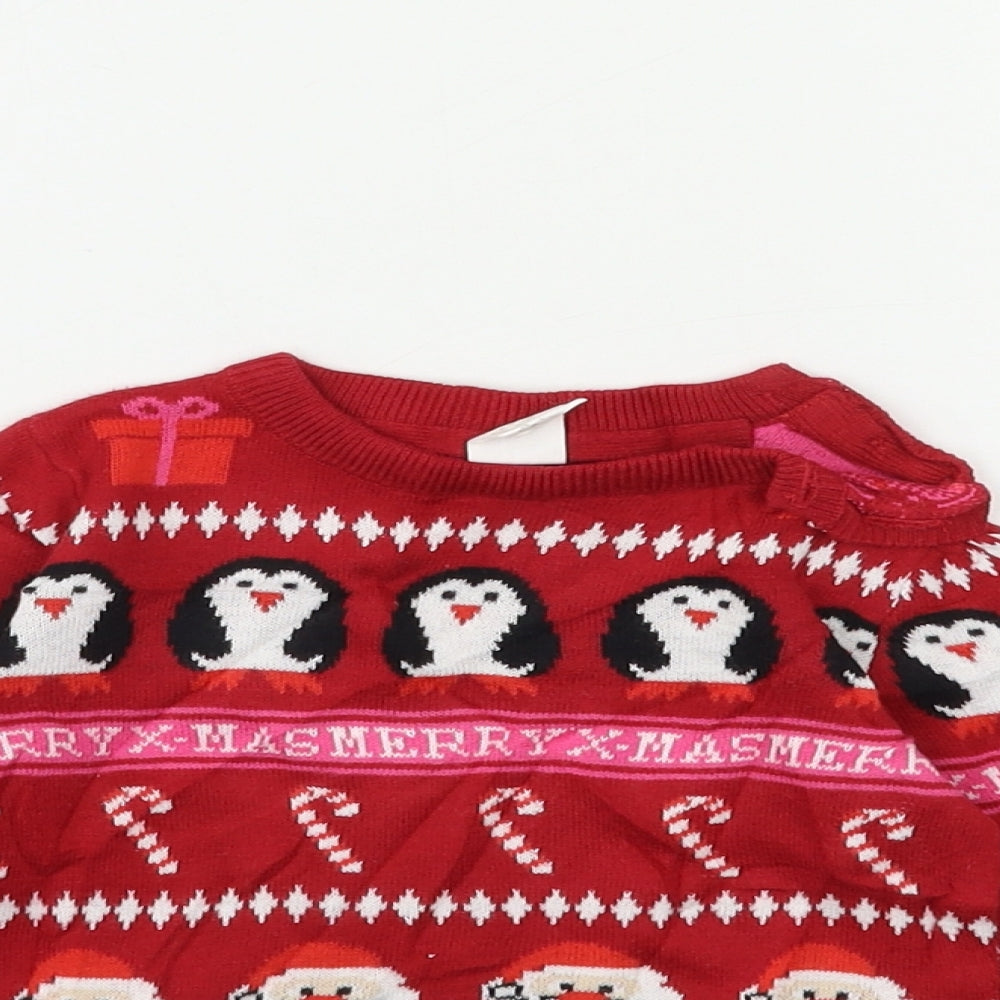 H&M Baby Red Striped  Pullover Jumper Size 9-12 Months  - christmas