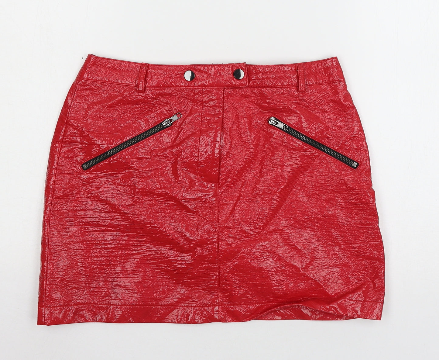 Topshop Womens Red   A-Line Skirt Size 10
