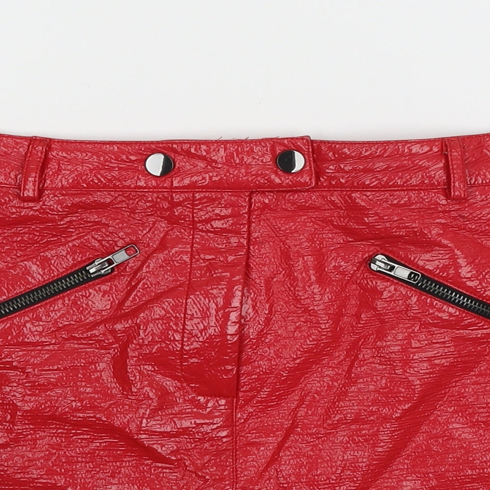 Topshop Womens Red   A-Line Skirt Size 10