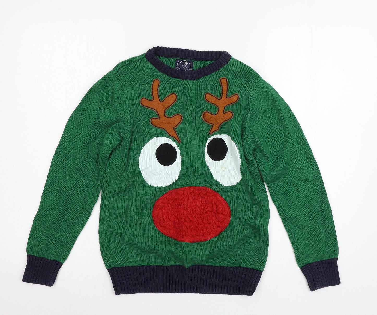 NEXT Boys Green  Knit Pullover Jumper Size 10 Years  - Rudolph