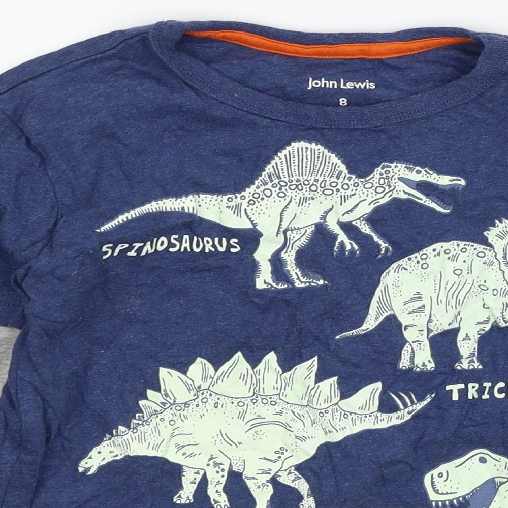 John Lewis Boys Blue  Jersey Basic T-Shirt Size 8 Years  - Dinosaur