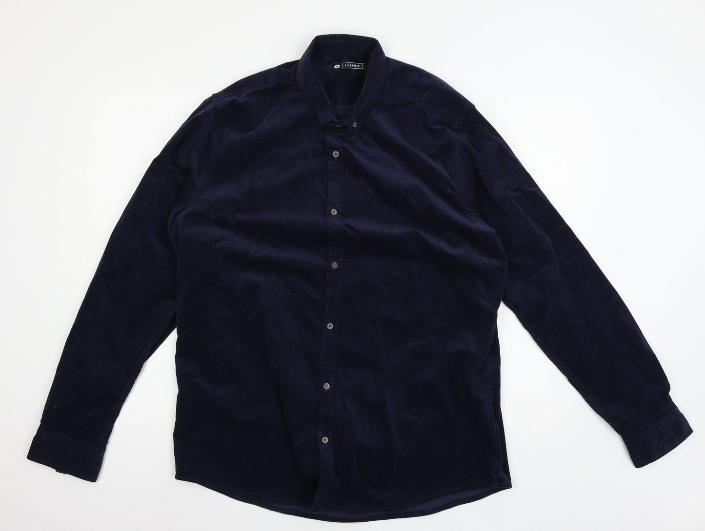 Avenue Mens Blue  Velvet  Button-Up Size M