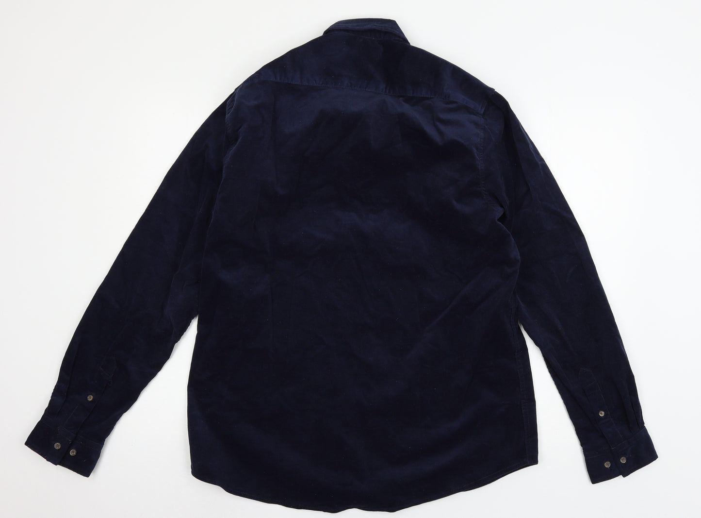 Avenue Mens Blue  Velvet  Button-Up Size M