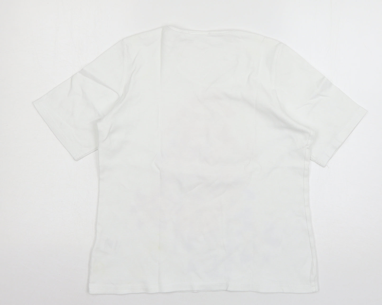 Cotswold Womens White Floral Jersey Basic T-Shirt Size M