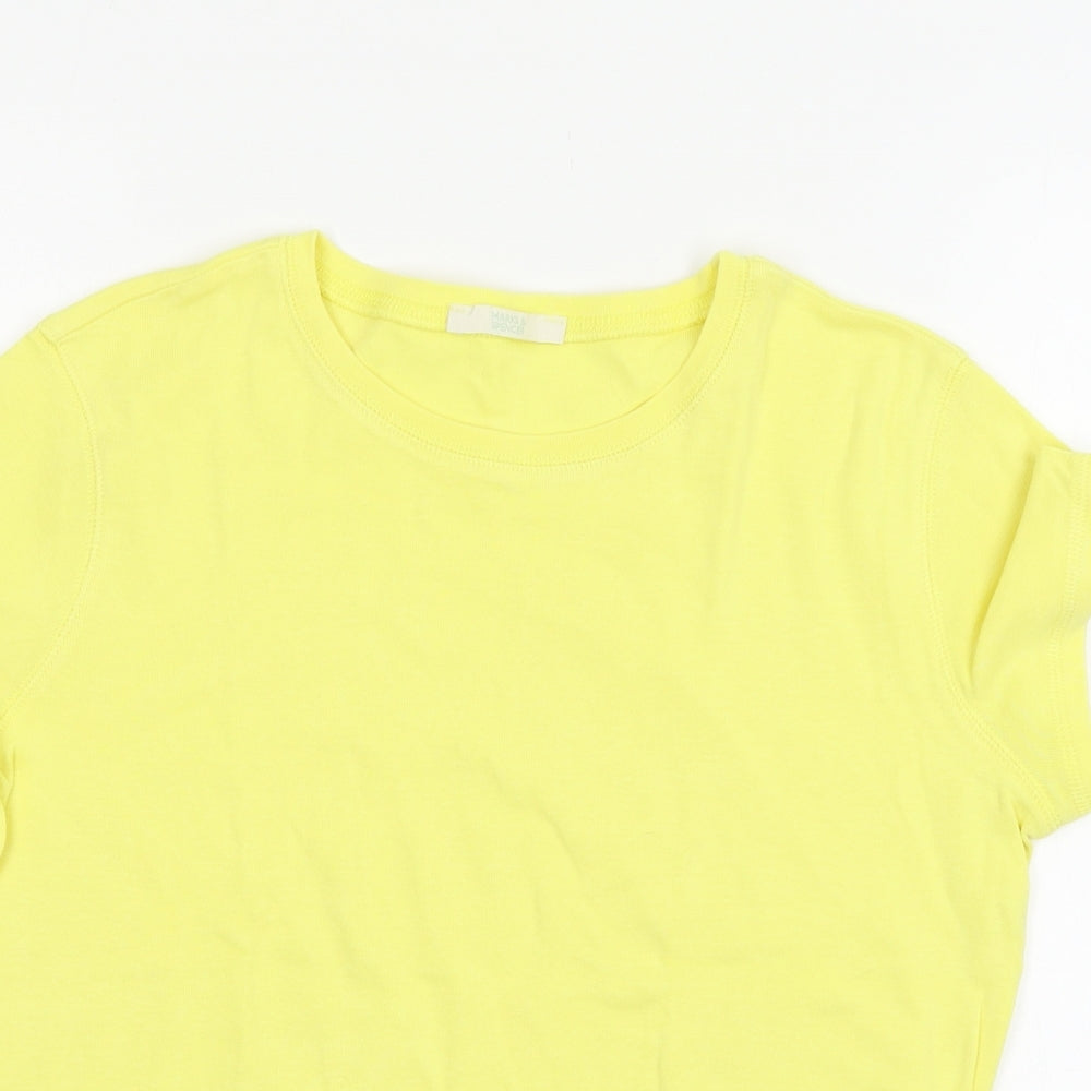 Marks and Spencer Womens Yellow  Jersey Basic T-Shirt Size 14