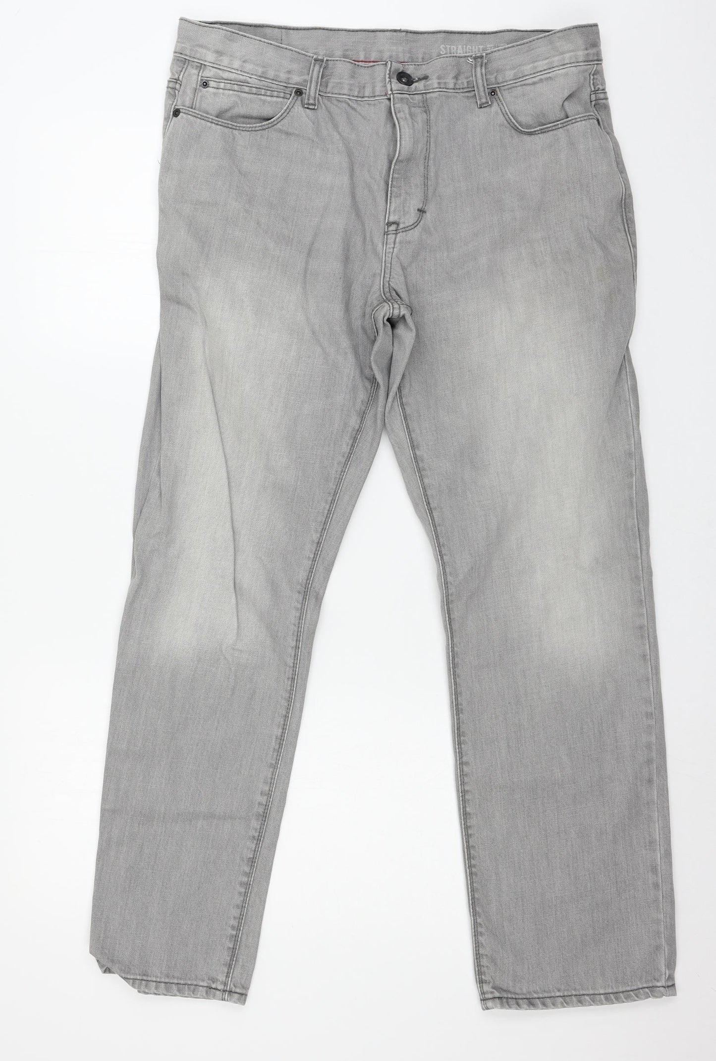 F&F Mens Grey  Denim Straight Jeans Size 36 in L30 in