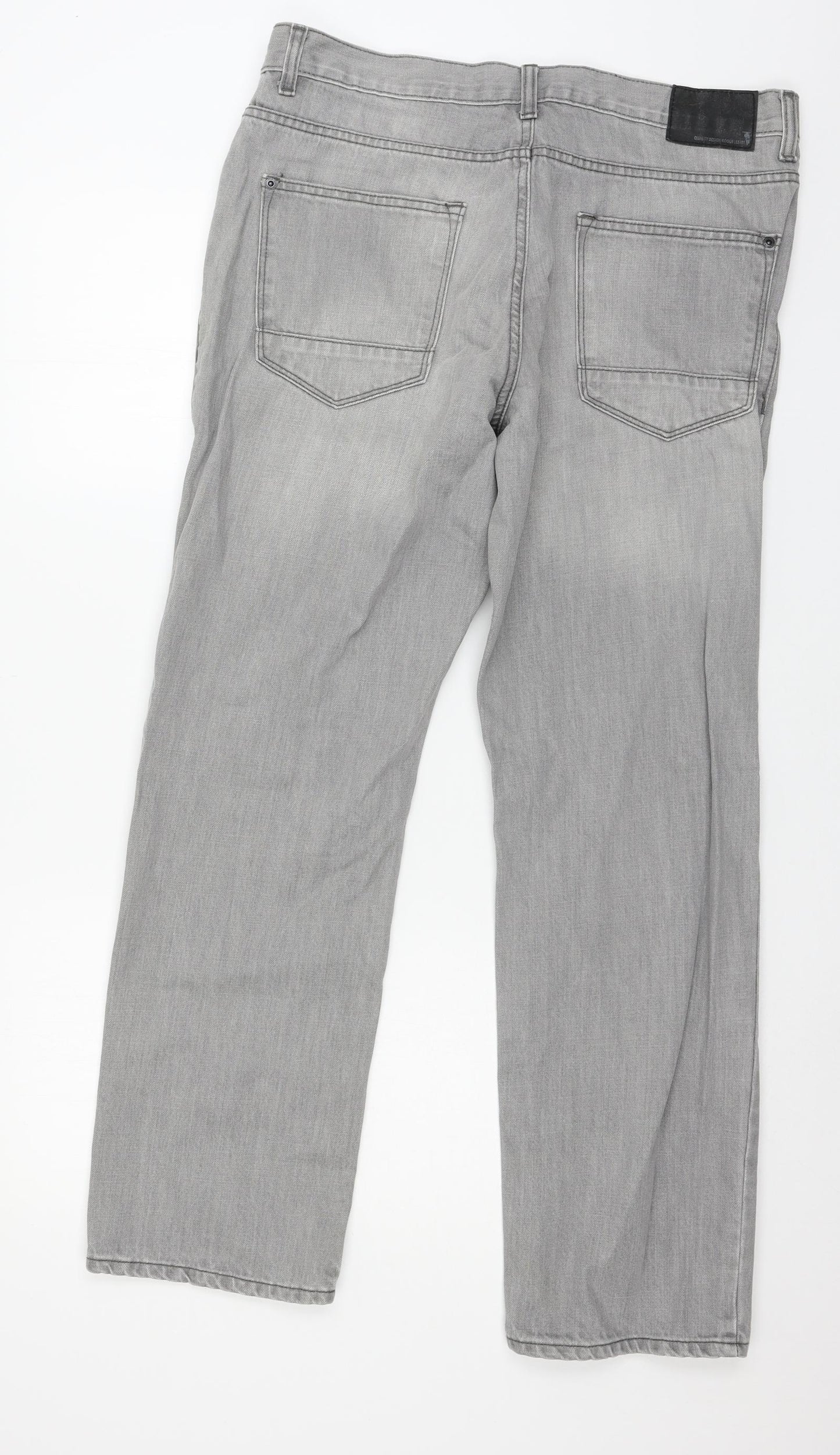 F&F Mens Grey  Denim Straight Jeans Size 36 in L30 in
