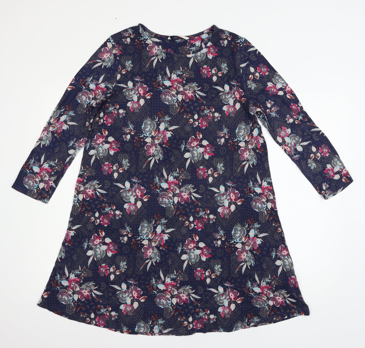 TU Womens Blue Floral Jersey Skater Dress  Size 14