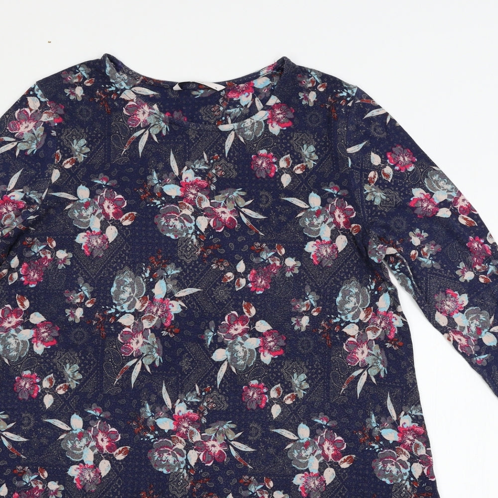 TU Womens Blue Floral Jersey Skater Dress  Size 14