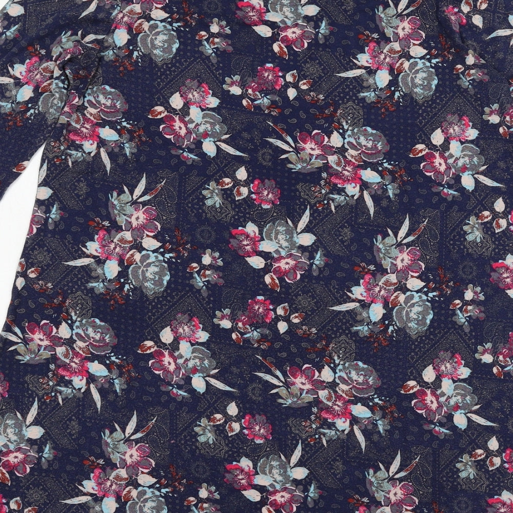 TU Womens Blue Floral Jersey Skater Dress  Size 14
