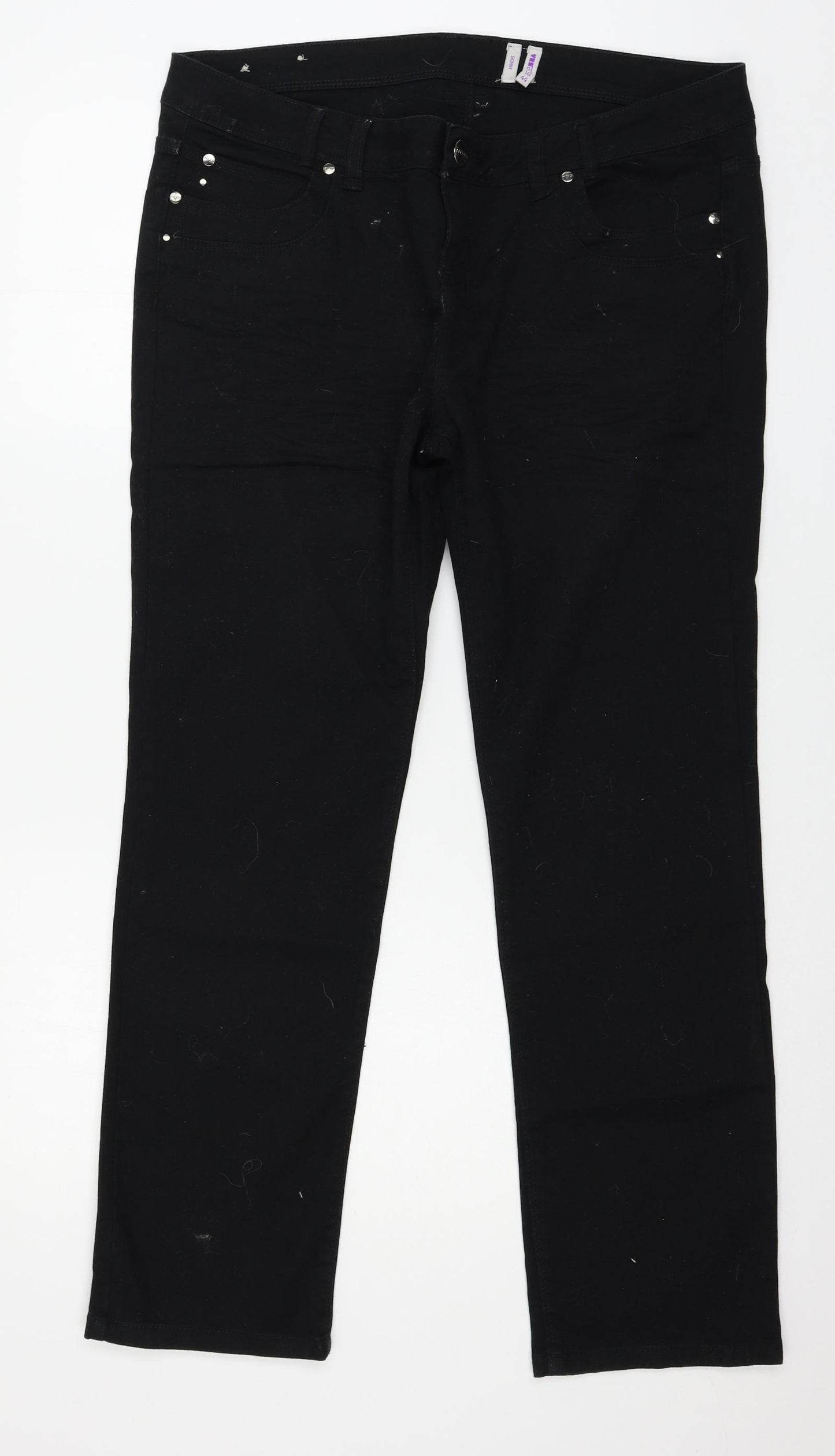 Yes Yes Womens Black  Denim Straight Jeans Size 16 L28 in