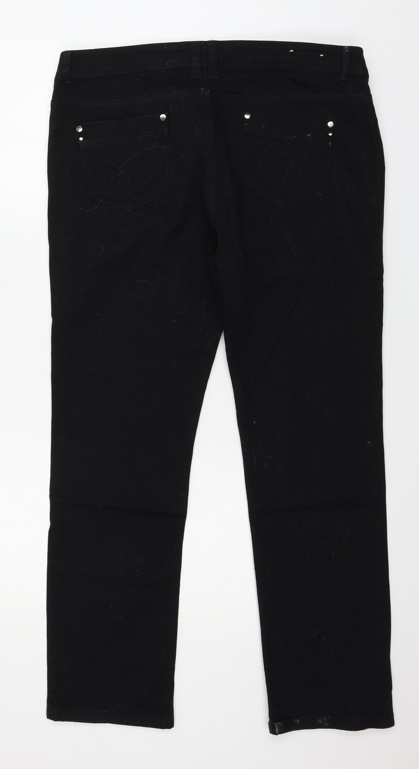Yes Yes Womens Black  Denim Straight Jeans Size 16 L28 in