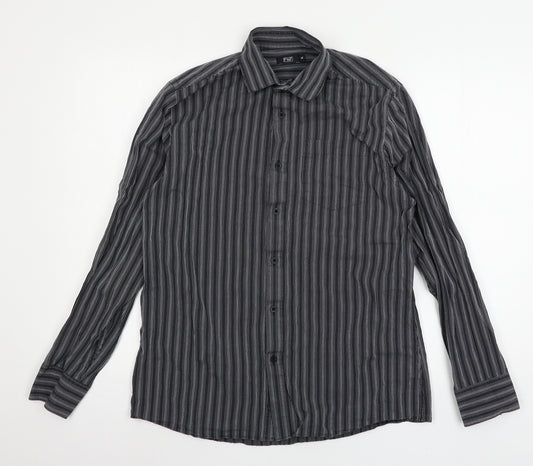 Front view of F&F men’s grey button-up, size M