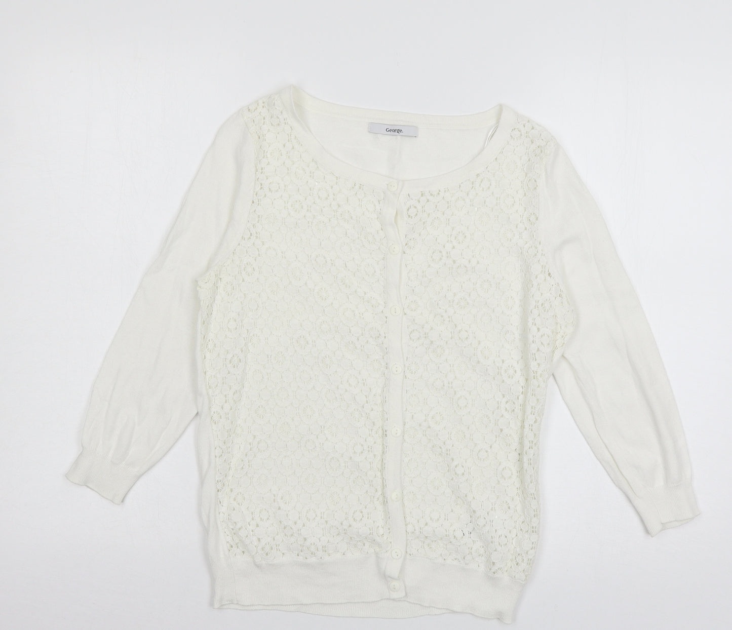 George Womens White  Knit Cardigan Jumper Size 10