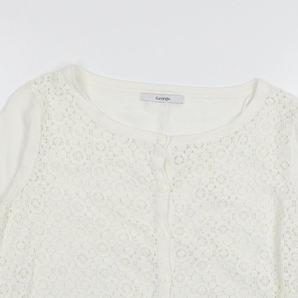George Womens White  Knit Cardigan Jumper Size 10