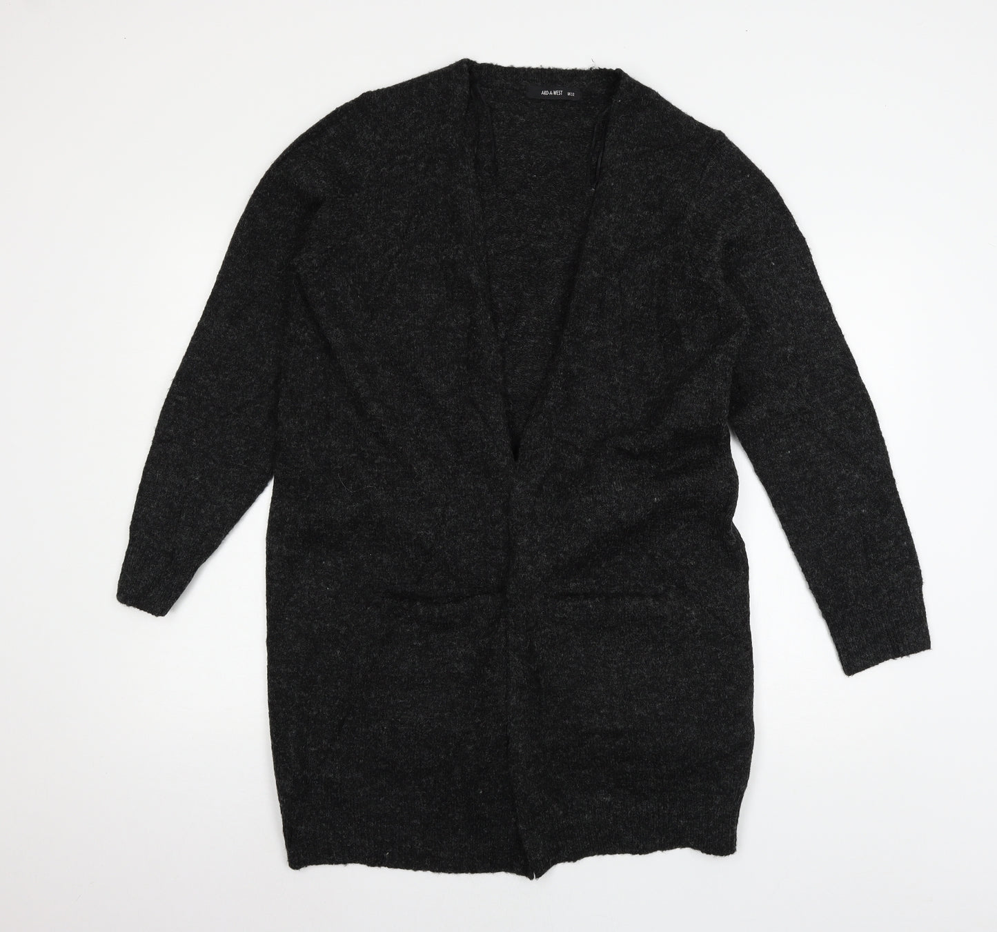 AKD A WEST Womens Grey  Knit Cardigan Jumper Size 12