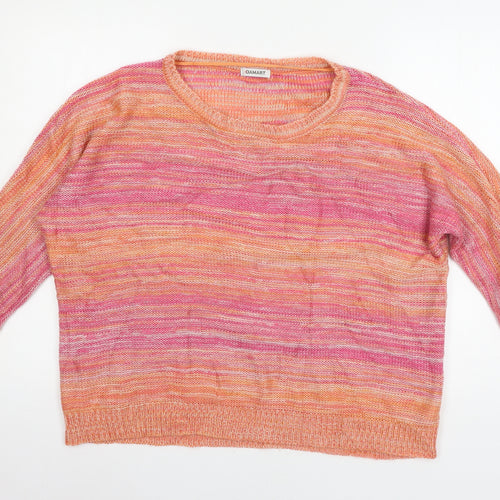 Damart Womens Pink Striped Knit Pullover Jumper Size 14
