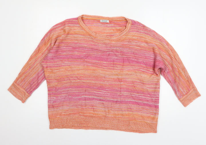 Damart Womens Pink Striped Knit Pullover Jumper Size 14