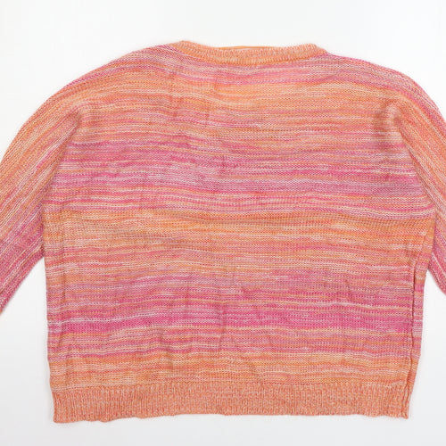Damart Womens Pink Striped Knit Pullover Jumper Size 14