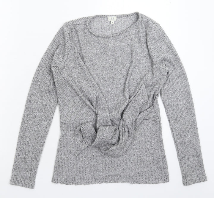 River Island Womens Grey Knit Pullover Jumper Size 8